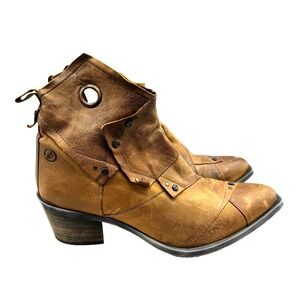 Casta‎ Women's Soft Leather Boots Ankle Bootie Side Zip US 10.5 Brown Western